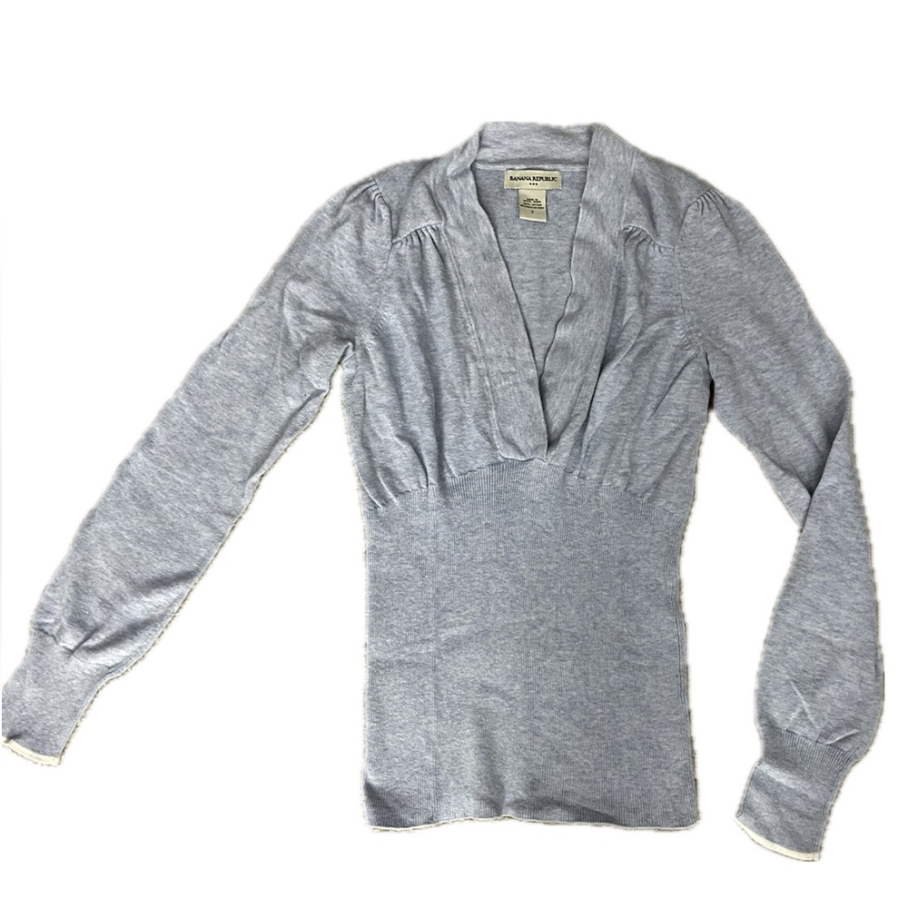 Banana Republic Light Gray V-Neck Sweater